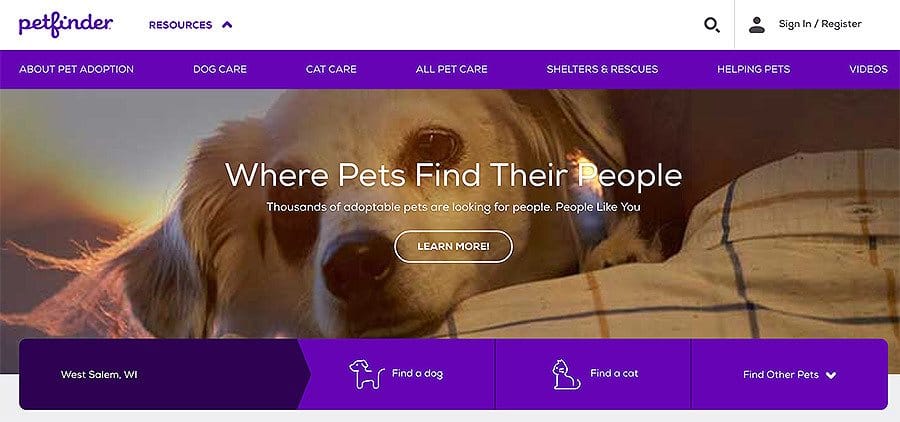 sites like petfinder